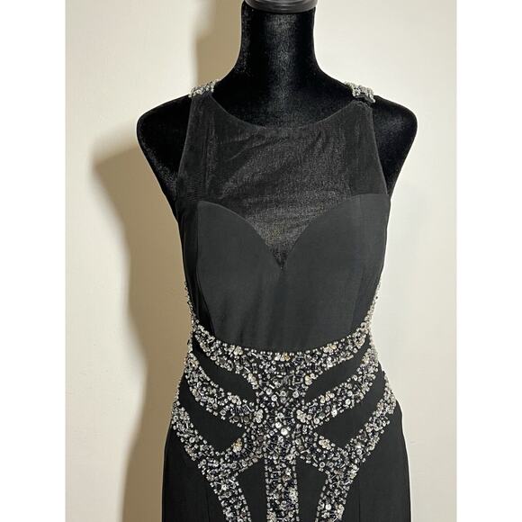 Stunning Rachel Allan Black Beaded Sleeveless Dress Prom Formal 8 MUST SEE!!! - Picture 2 of 12